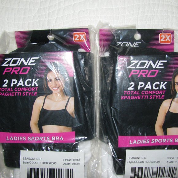 Zone Pro Intimates & Sleepwear New Ladies Sports Bra Spaghetti Strap 2 Black And White